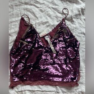 BLING Purple sequin cami top slit sides so sparkly SEQUINS sequined